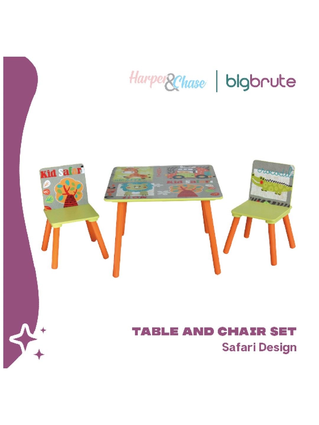 Harper & Chase Table and Chair Set (Safari Design) (No Color- Image 3)