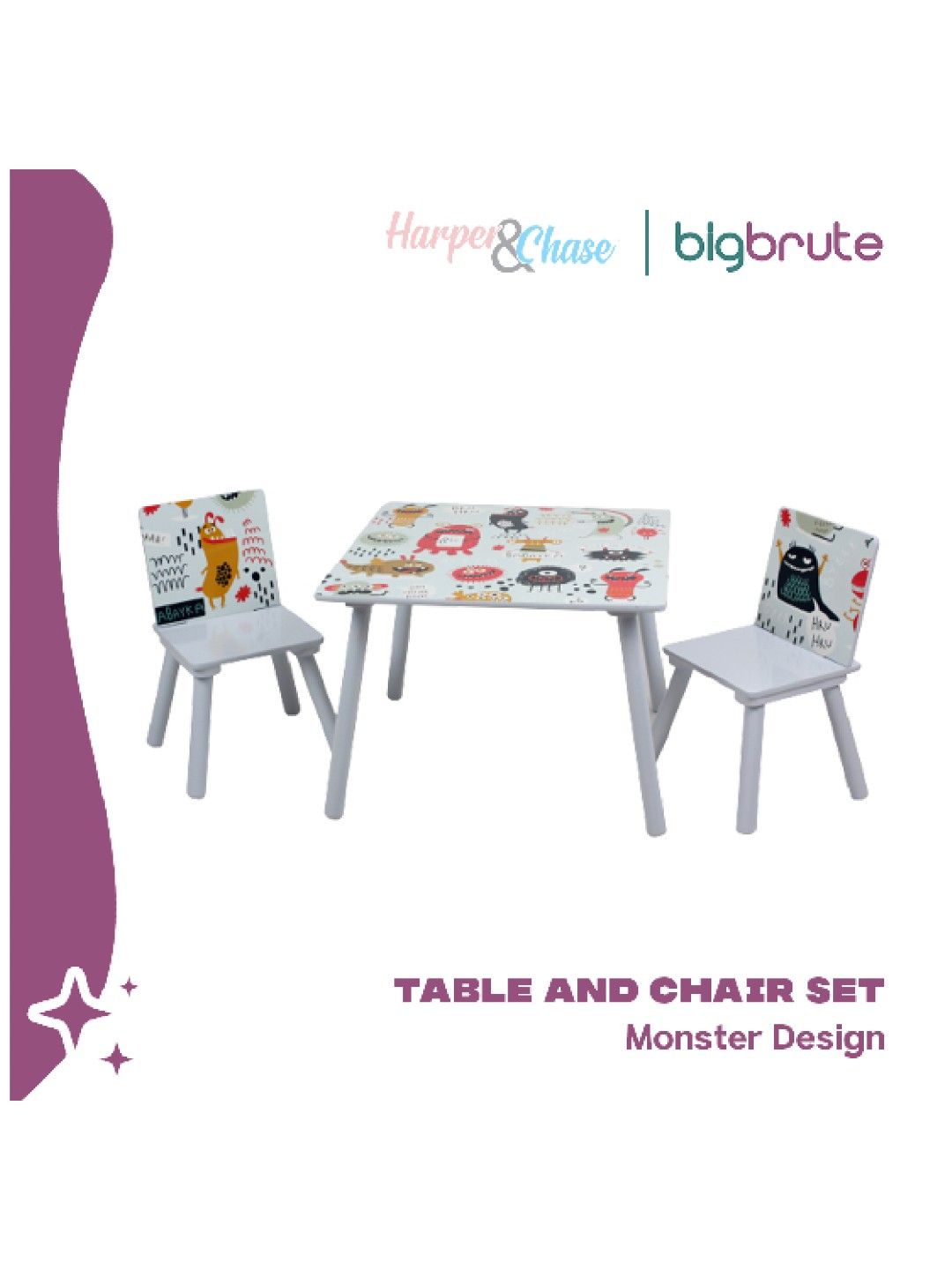 Harper & Chase Table and Chair Set (Monster Design) (No Color- Image 3)