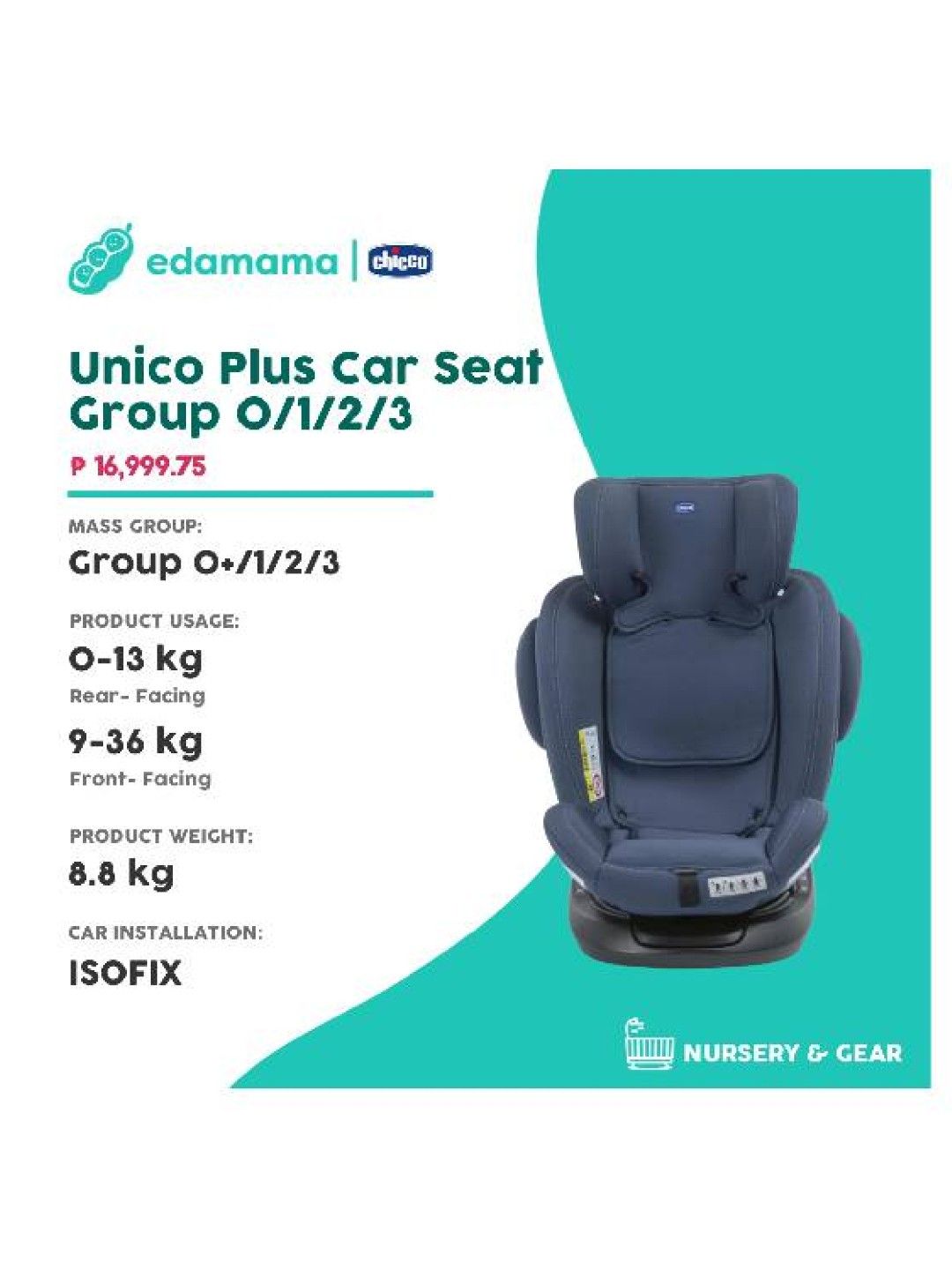 Chicco Unico Plus Car Seat Group 0/1/2/3 (India Ink- Image 2)