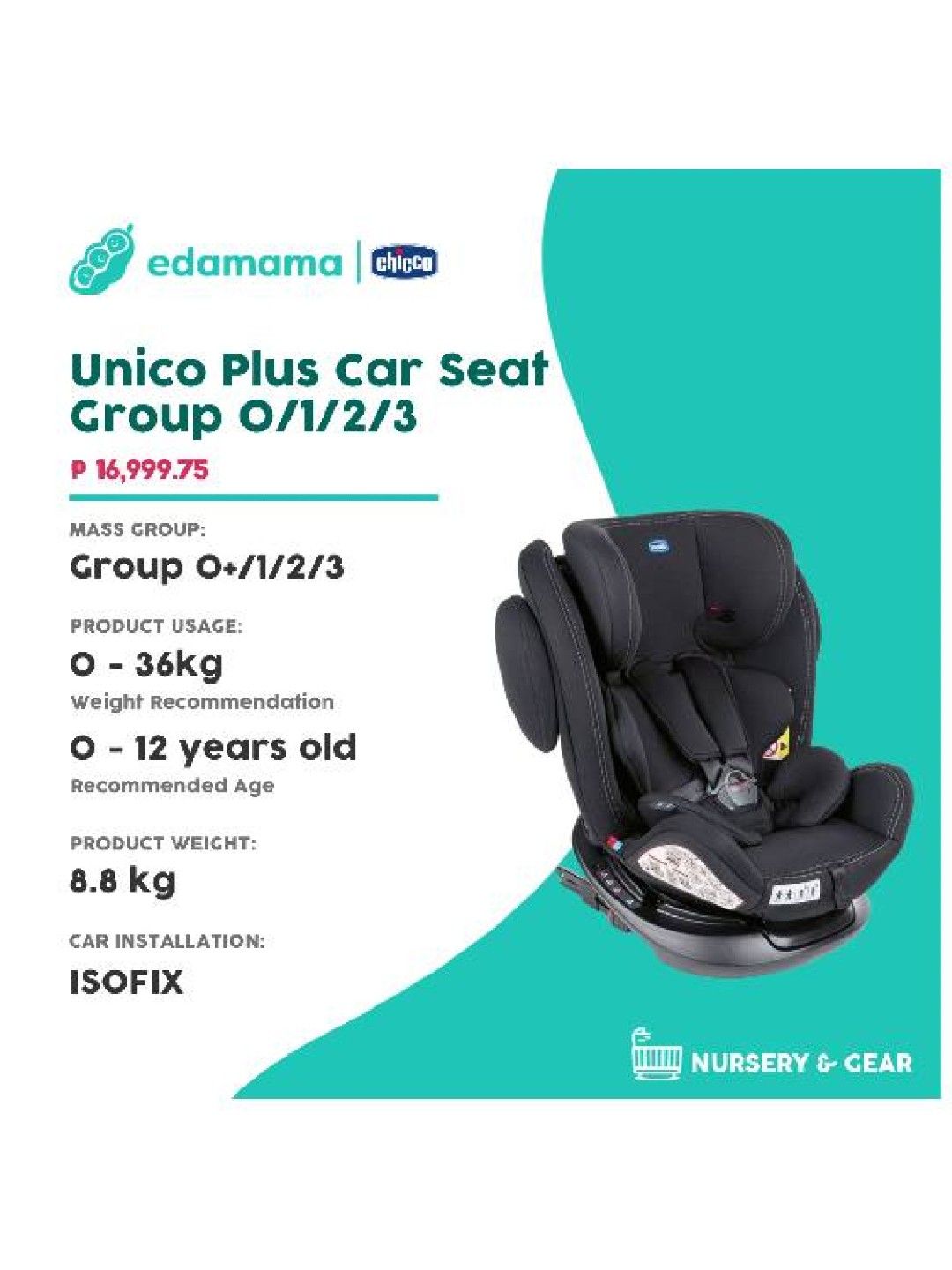 Chicco Unico Plus Car Seat Group 0/1/2/3 (Black- Image 2)