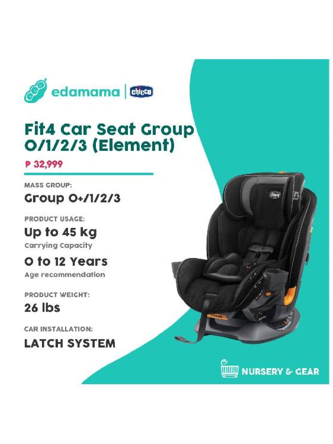 Chicco Fit4 Car Seat Group 0/1/2/3 (Element) (No Color- Image 2)