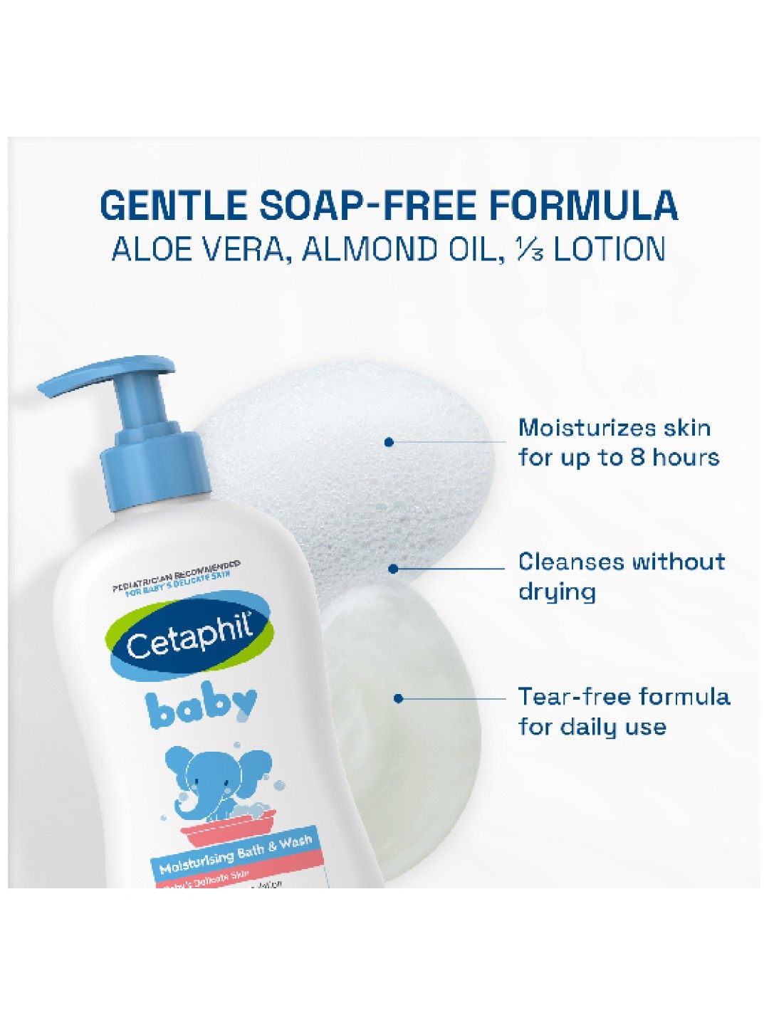 Cetaphil Baby Moisturising Bath & Wash (400ml) (No Color- Image 3)