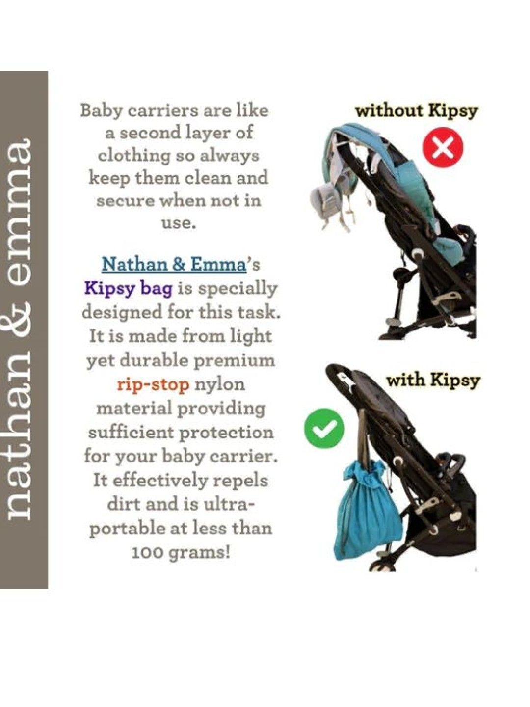 Nathan & Emma Kipsy Baby Carrier Bag (Blue- Image 3)