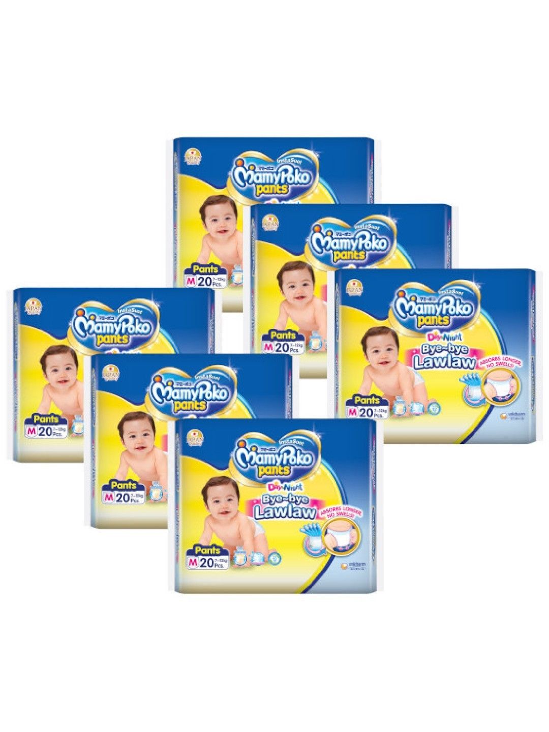 MamyPoko Instasuot Pants Medium 20 pcs x 6-Packs (120 pcs) (No Color- Image 1)