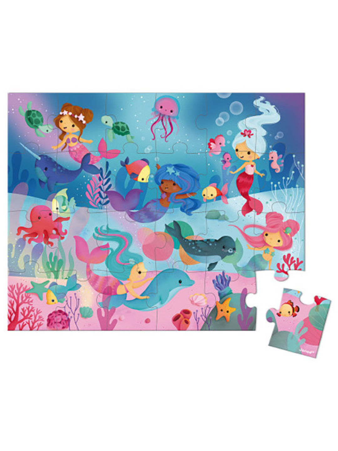 Janod Hat Box Puzzle Mermaids (24 Pieces) (No Color- Image 1)