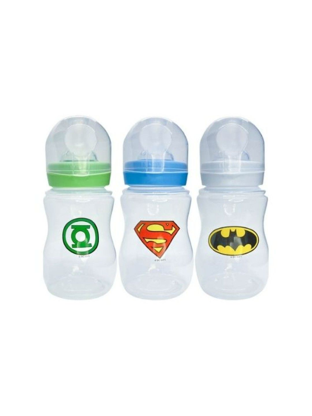 Justice League Wide Neck Bottles with Snap Lock Covers Set of 3 (8oz) (Boy- Image 1)