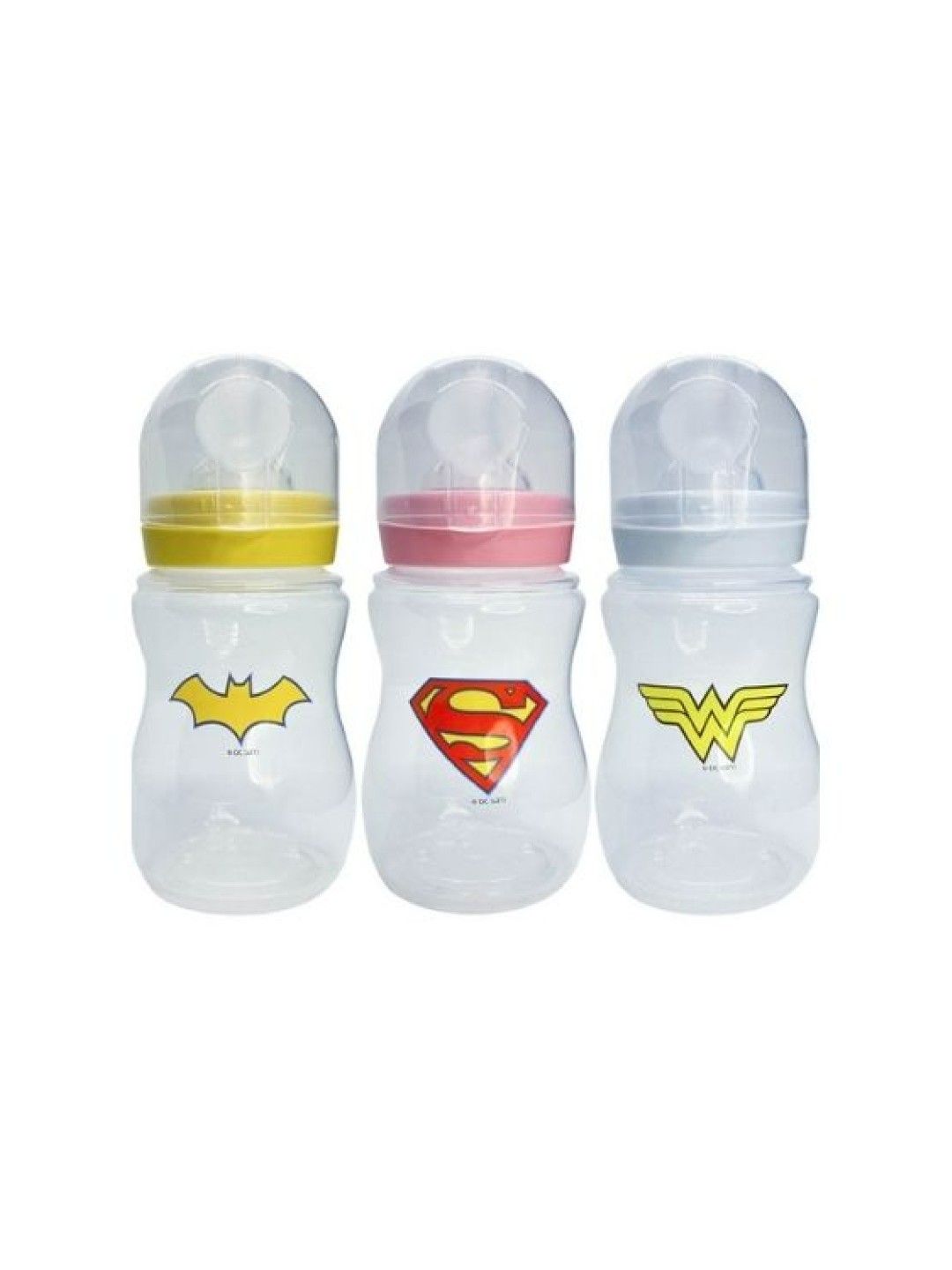 Justice League Wide Neck Bottles with Snap Lock Covers Set of 3 (8oz)