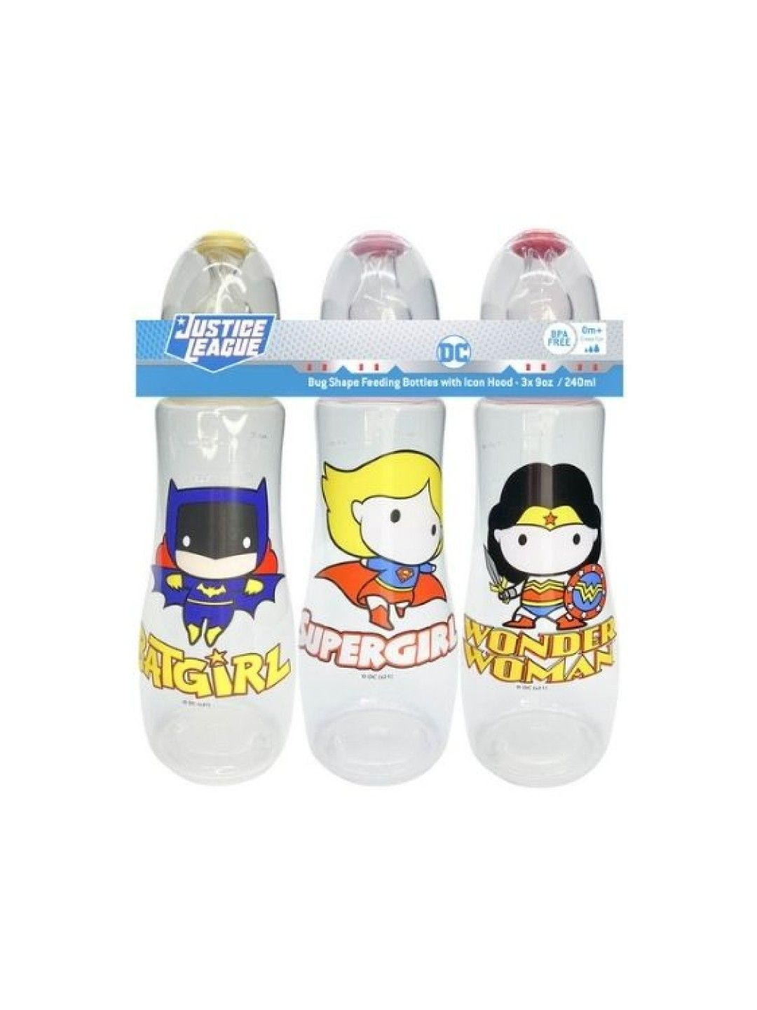 Justice League Bug Shape Feeding Bottles with Icon Hood Set of 3 (9oz)