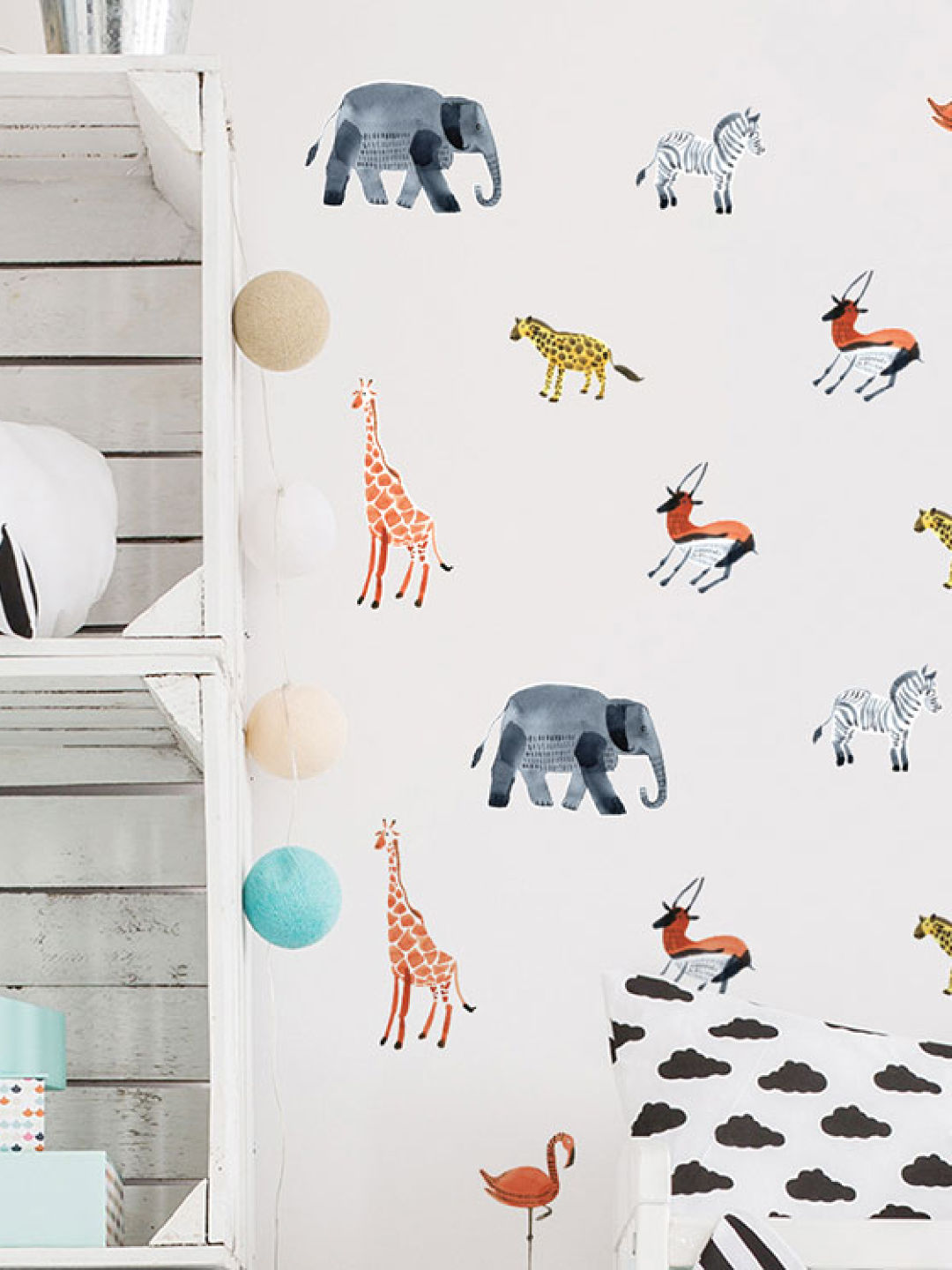 Juju Nursery Watercolor Animals Wall Decals Nursery Stickers (No Color- Image 3)