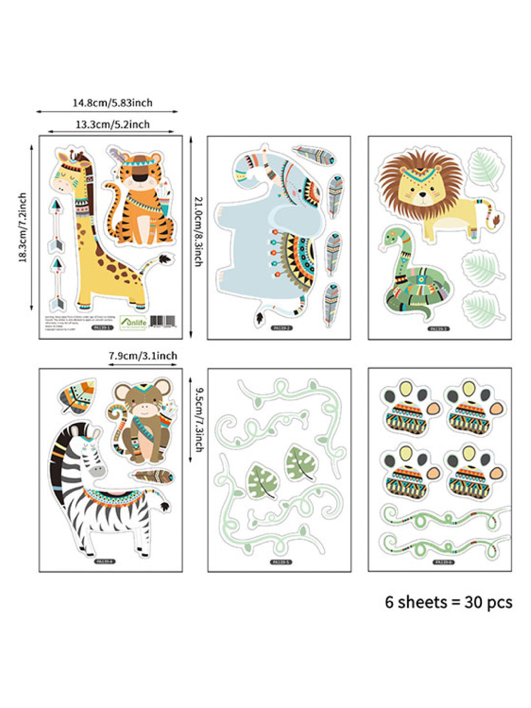 Juju Nursery Tribal Animals Wall Decals Nursery Stickers (No Color- Image 2)