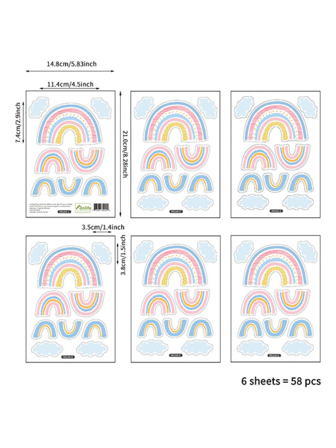 Juju Nursery Pastel Rainbows Wall Decals Nursery Stickers (No Color- Image 2)