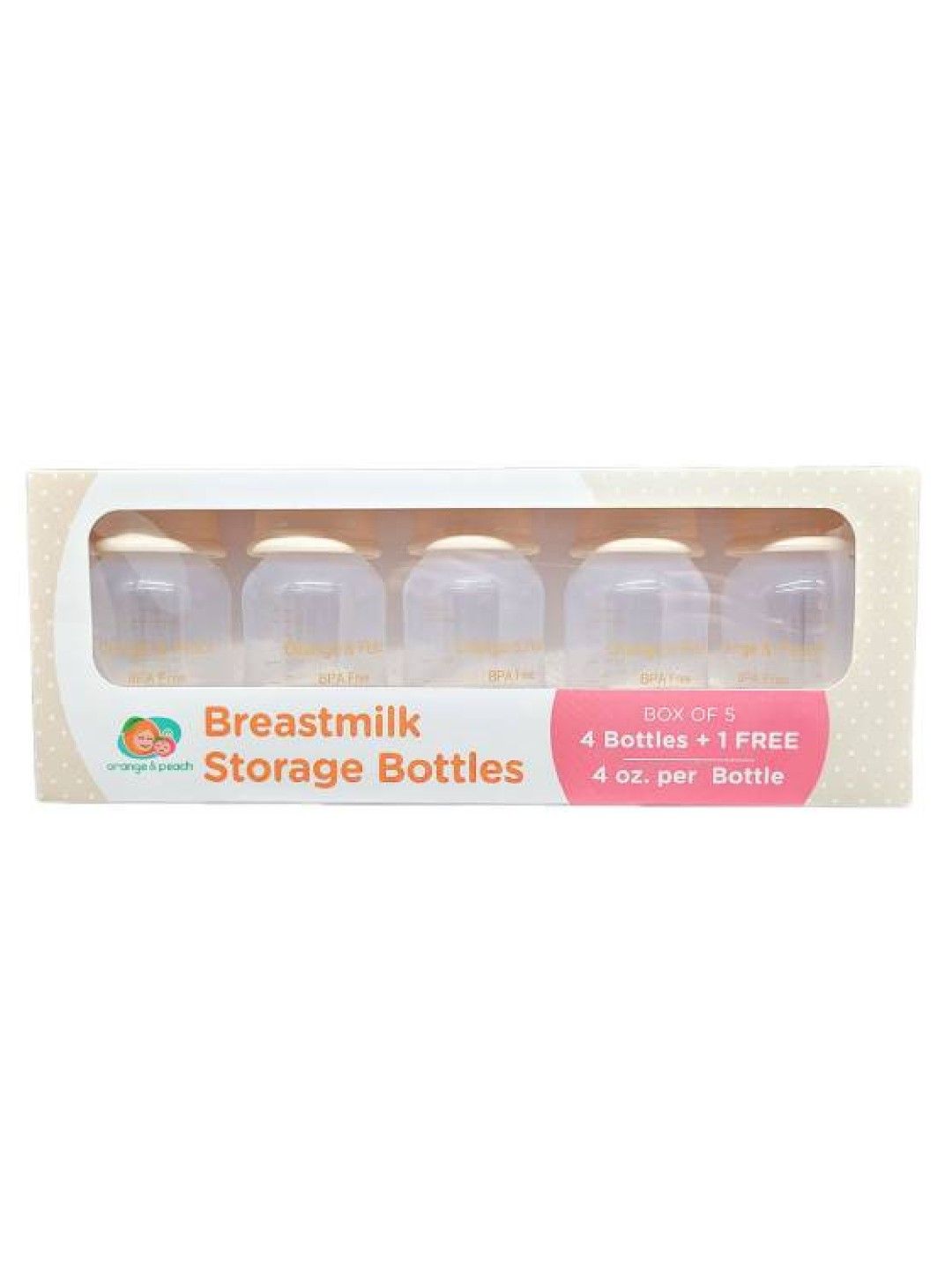 Orange & Peach Breastmilk Storage Bottles Milk Container Standard Neck (5-pack)