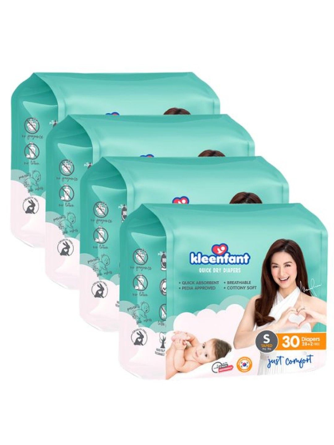 Kleenfant Diaper Taped Small (30 pcs) Pack of 4 (No Color- Image 1)