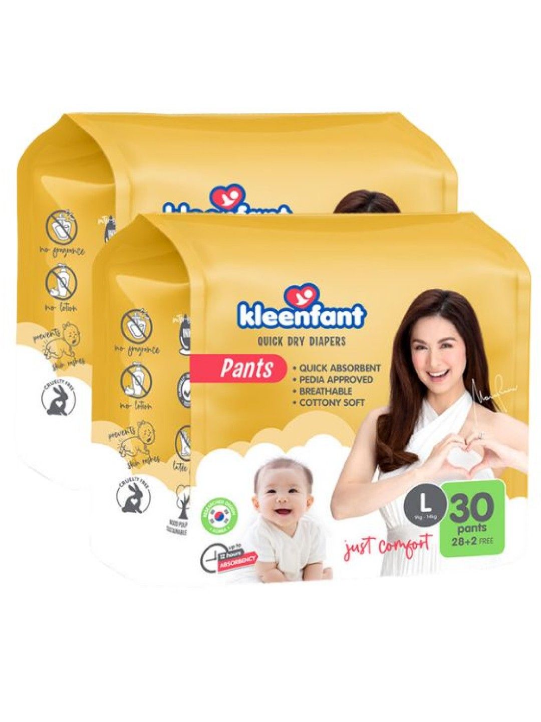 Kleenfant Diaper Pull Up Pants Large (30 pcs) Pack of 2 (No Color- Image 1)