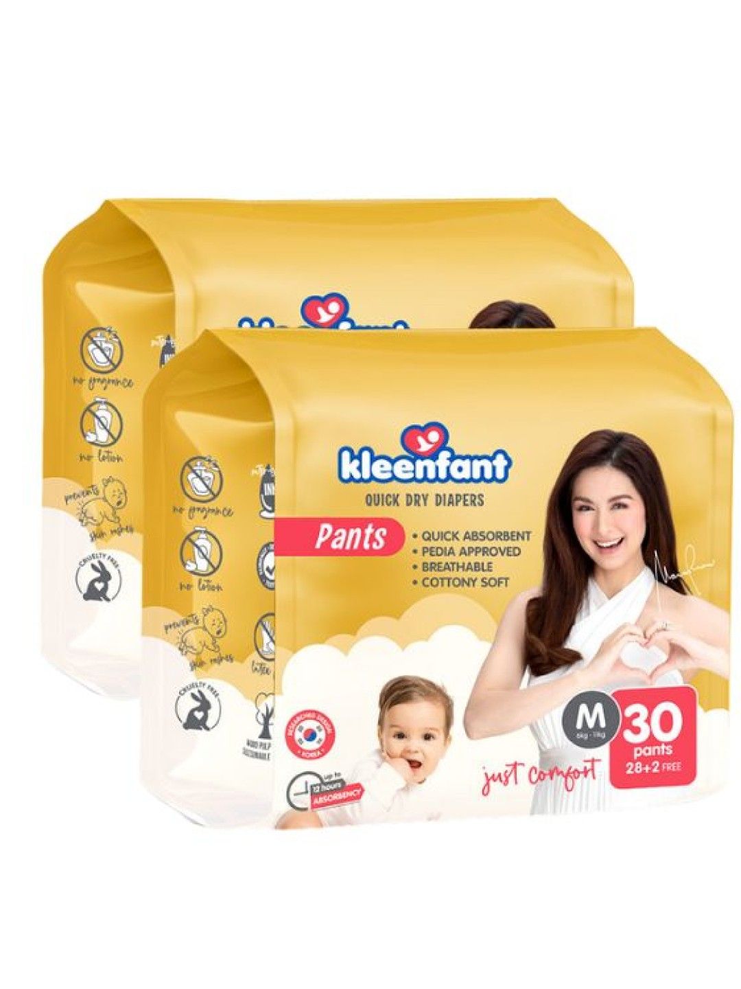 Kleenfant Diaper Pull Up Pants Medium (30 pcs) Pack of 2 (No Color- Image 1)