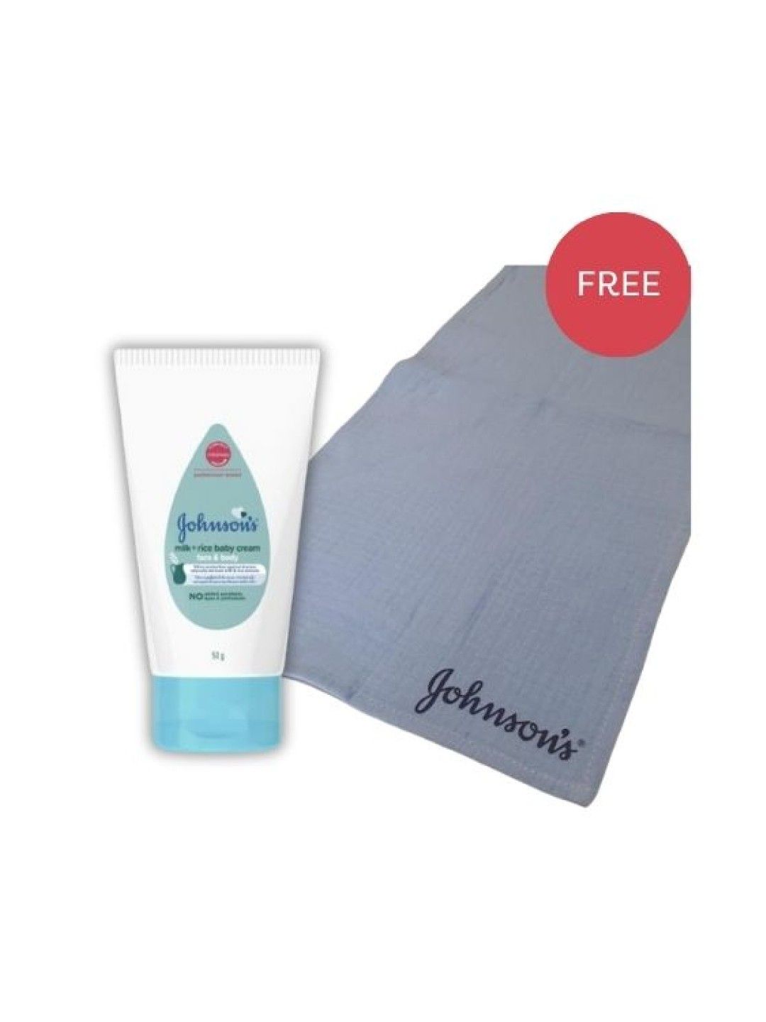 Johnson's Cream Milk & Rice (50g) with FREE Johnson's Muslin Cloth (3pcs) (No Color- Image 1)