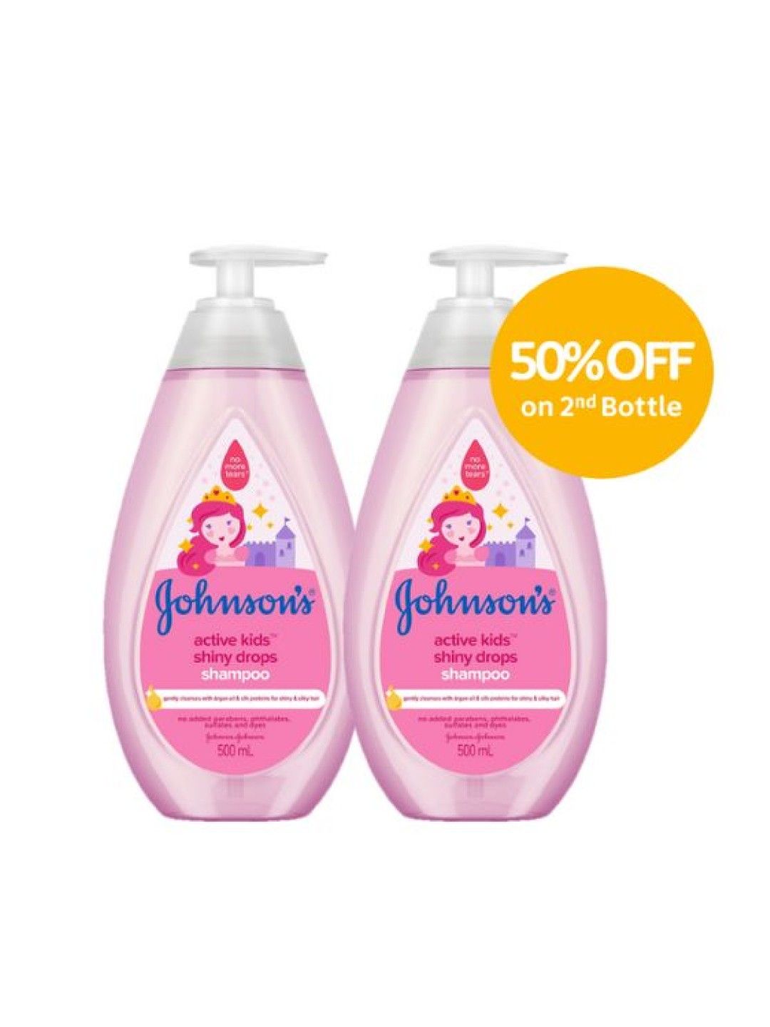 Johnson's Shiny Drops Shampoo (500ml) Twinpack, 50% Off on 2nd Bottle (No Color- Image 1)