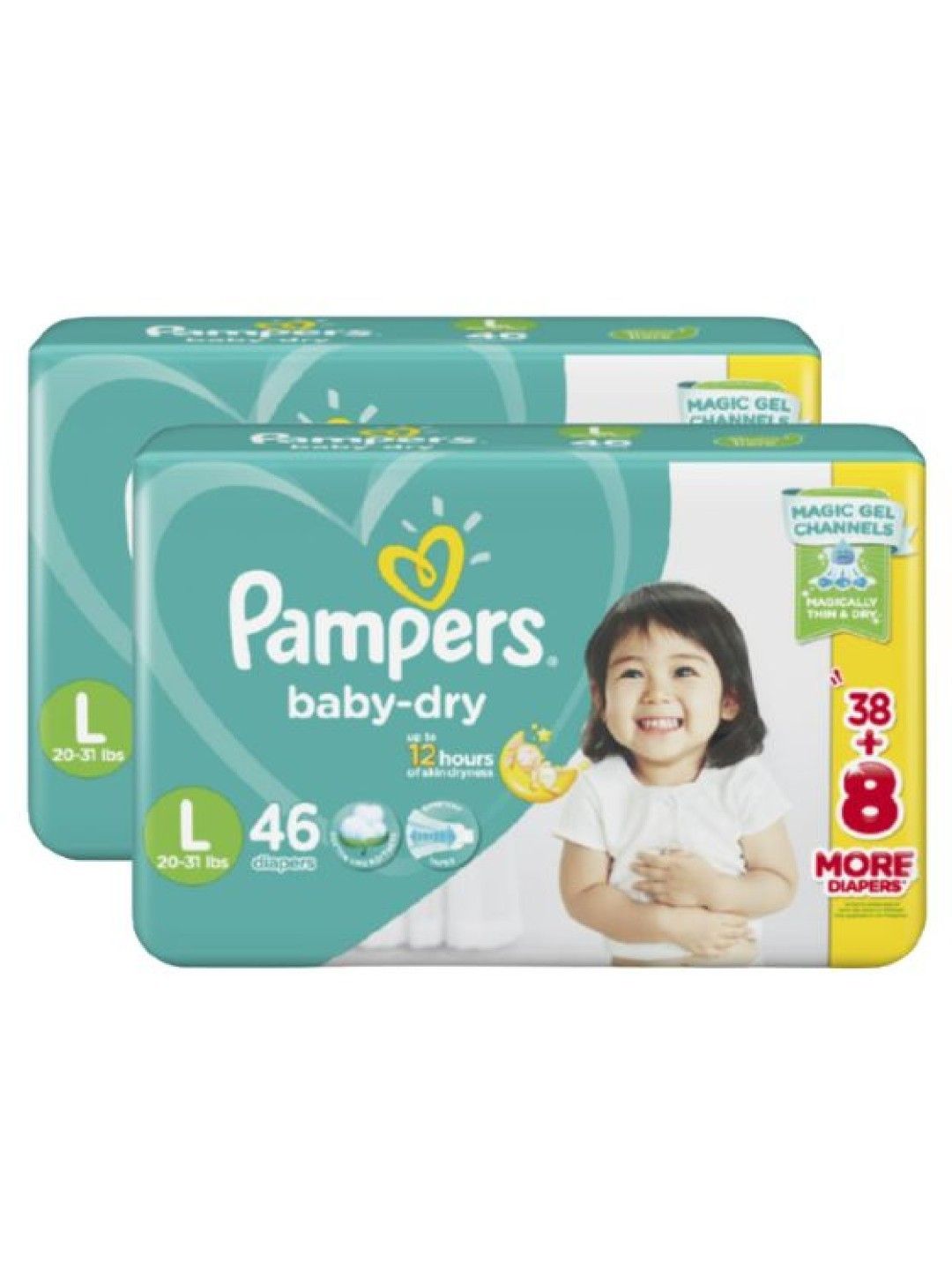 Pampers Baby Dry Taped Large 46s x 2 packs (92 pcs) (No Color- Image 1)