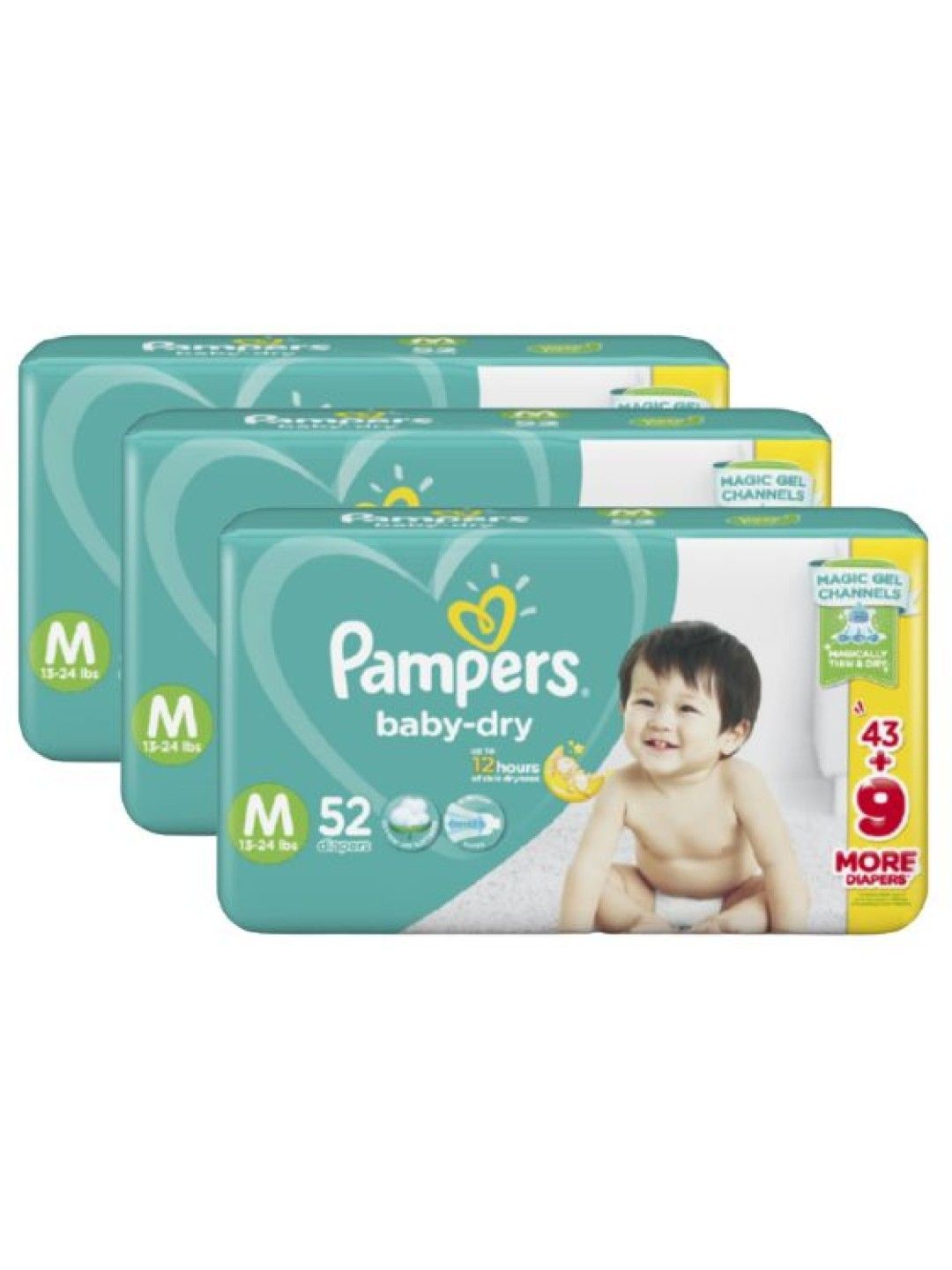 Pampers Baby Dry Taped Medium 52s x 3 packs (156 pcs) (No Color- Image 1)