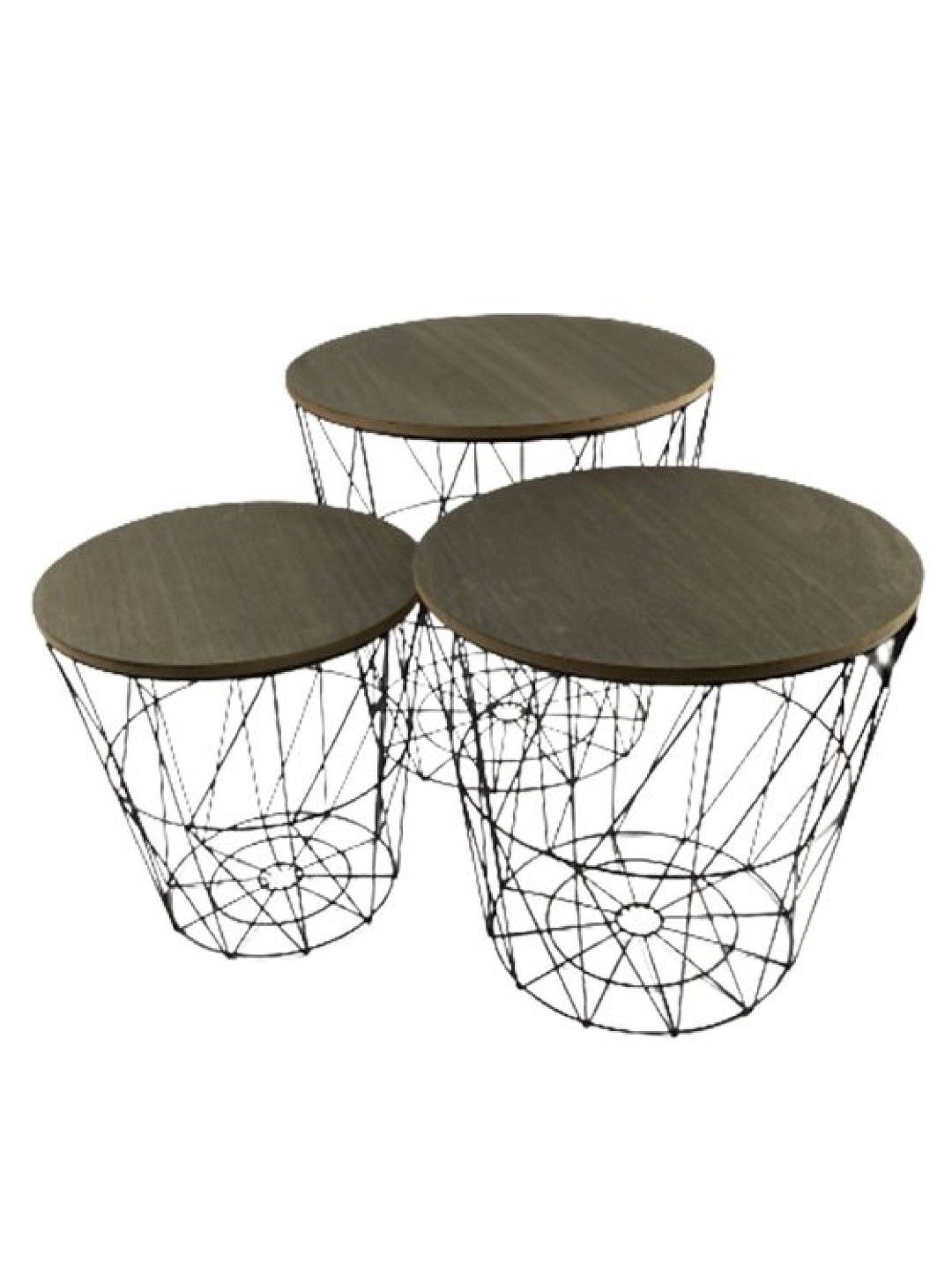 Knus PH Wire Side Table Storage (Set Of 3) (Black- Image 1)