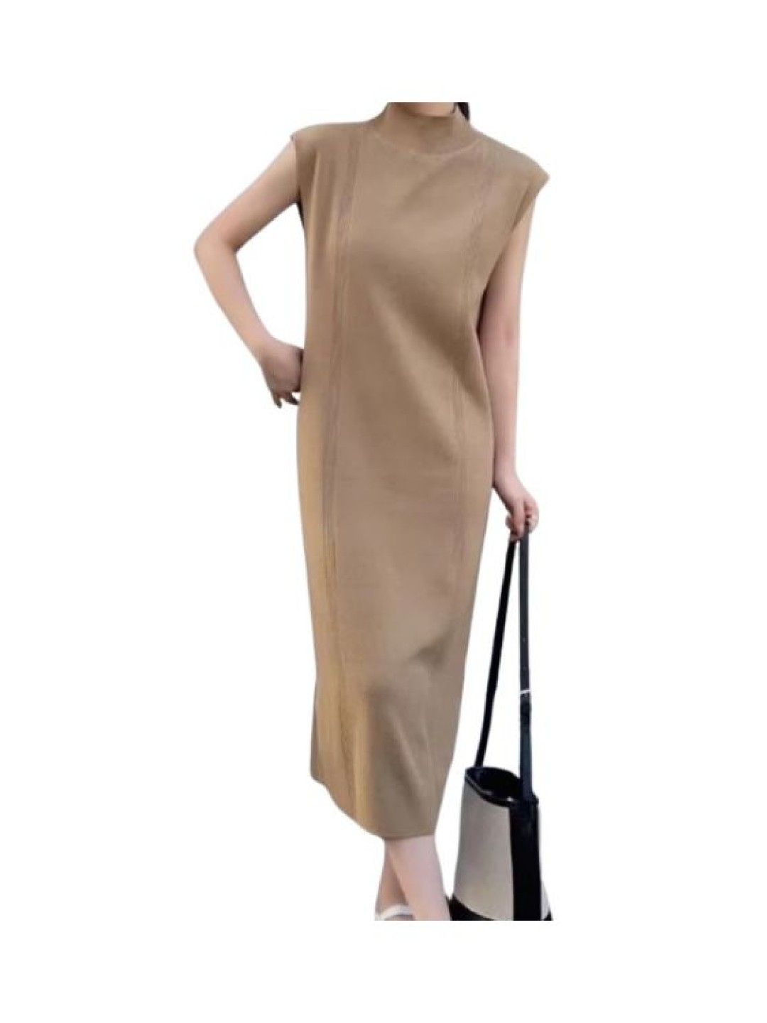 Artse Mnl Knitted Mock Neck Dress (Khaki- Image 1)