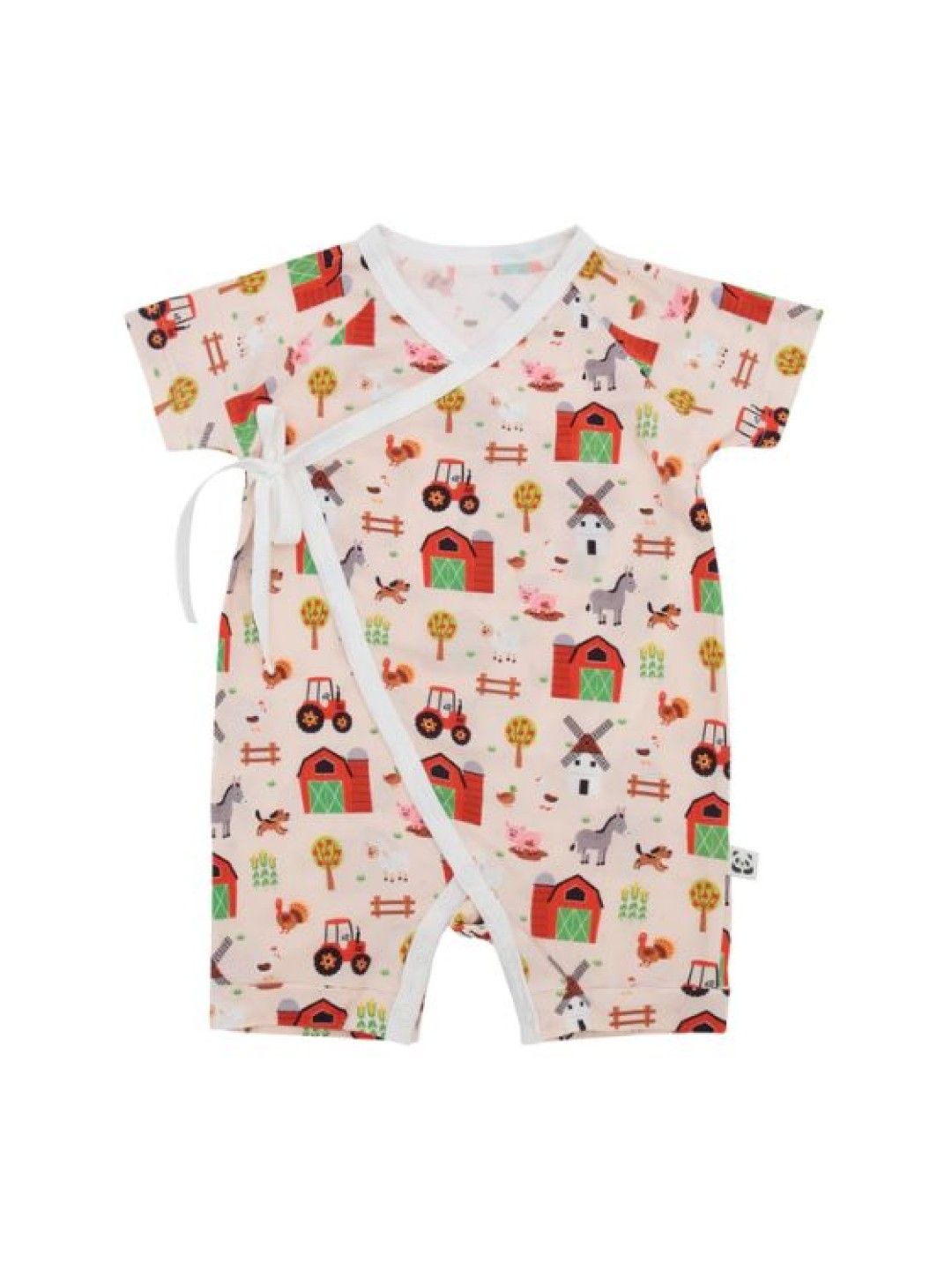 Bamberry Baby Kimono Side-Tie Romper (Pink Farm- Image 1)