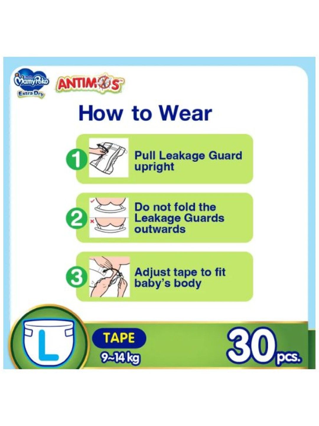 MamyPoko Extra Dry Protect Antimos Diaper Tape Large (30 pcs) (No Color- Image 4)