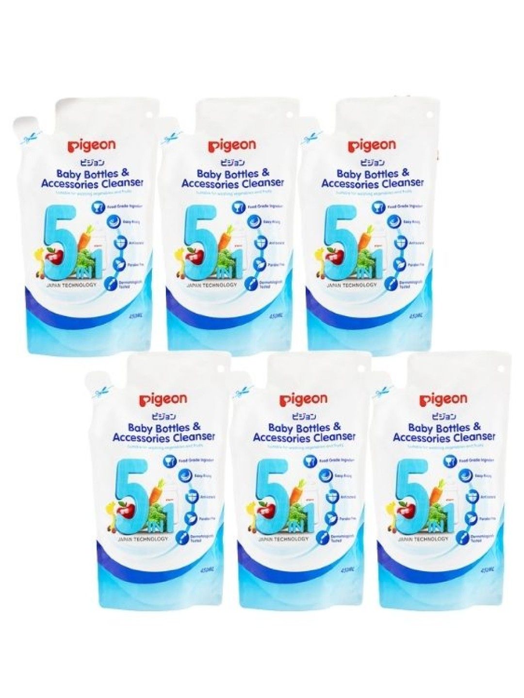 Pigeon Liquid Cleanser Refill 6-Pack (450ml) (No Color- Image 1)
