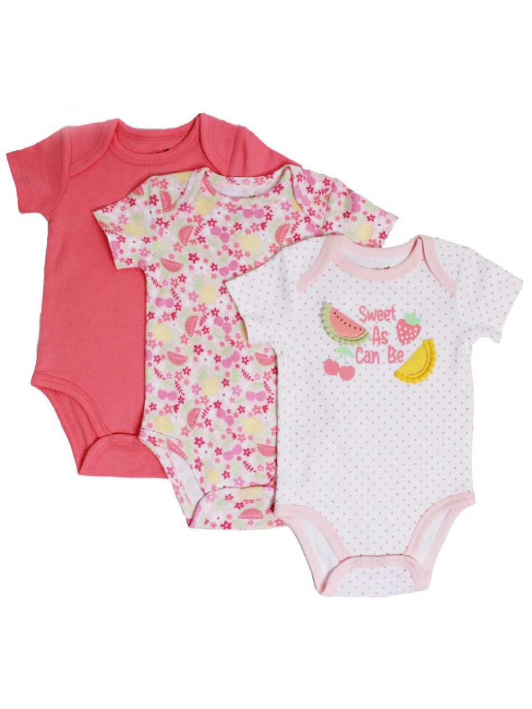 Little Steps 3-Piece Bodysuit Set in Pink Fruits (No Color- Image 1)