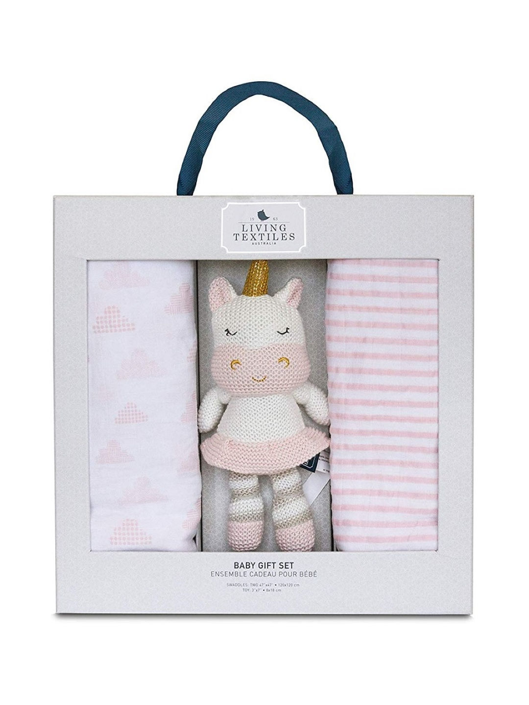 Living Textiles Muslin Swaddle Blankets (2-Pack) + Mini Kenzie Unicorn Baby Bento Gift Set (No Color- Image 1)