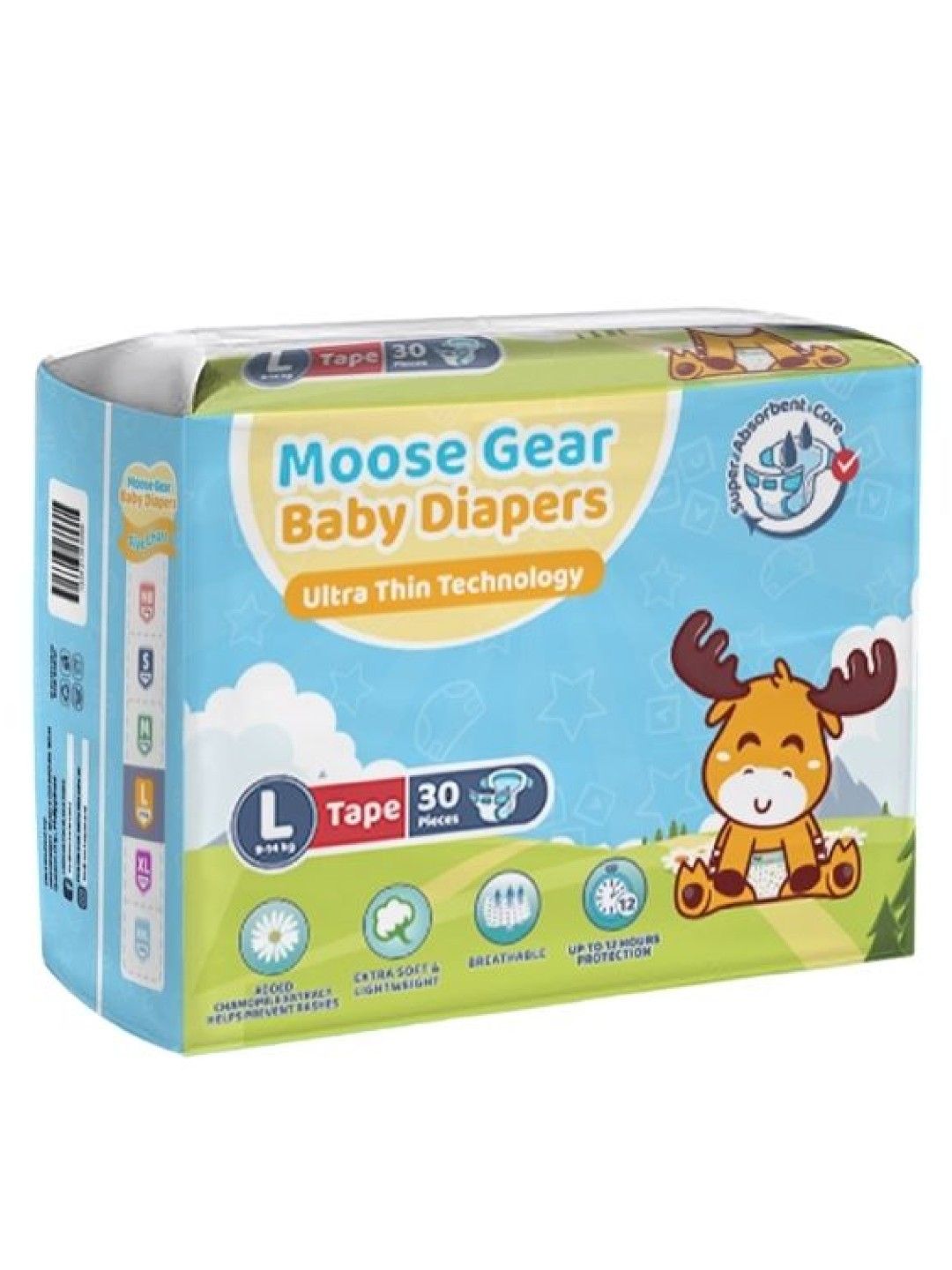 Moose Gear Baby Tape Diapers Large (30 pcs)