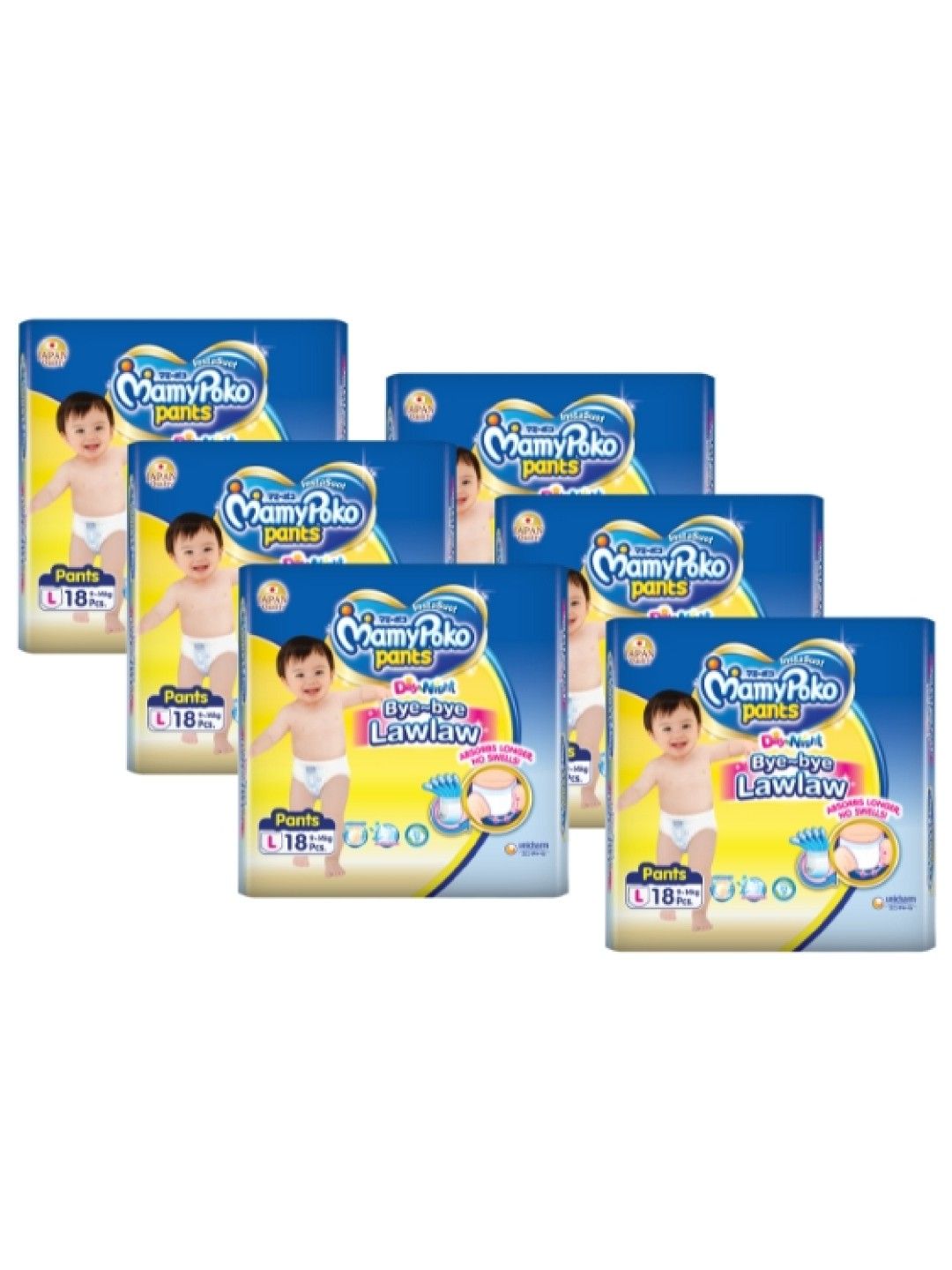 MamyPoko Instasuot Pants Large 18s x 6 packs (108 pcs) (No Color- Image 1)