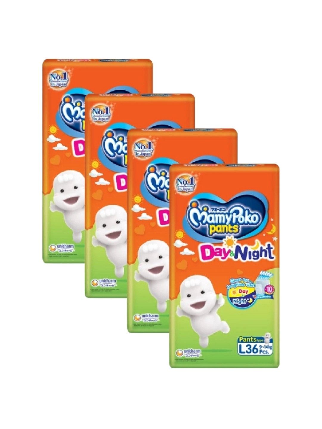 MamyPoko Day and Night Pants Large 36s x 4 packs (144 pcs) (No Color- Image 1)