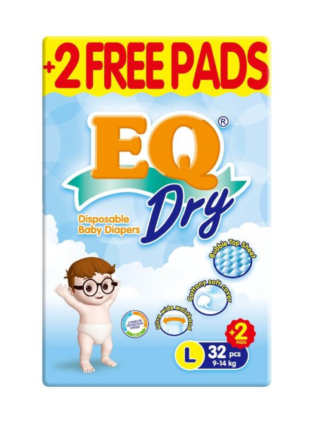 EQ Diapers and Wipes Dry Econo Pack Tape Diaper Large (32 pcs) (No Color- Image 1)