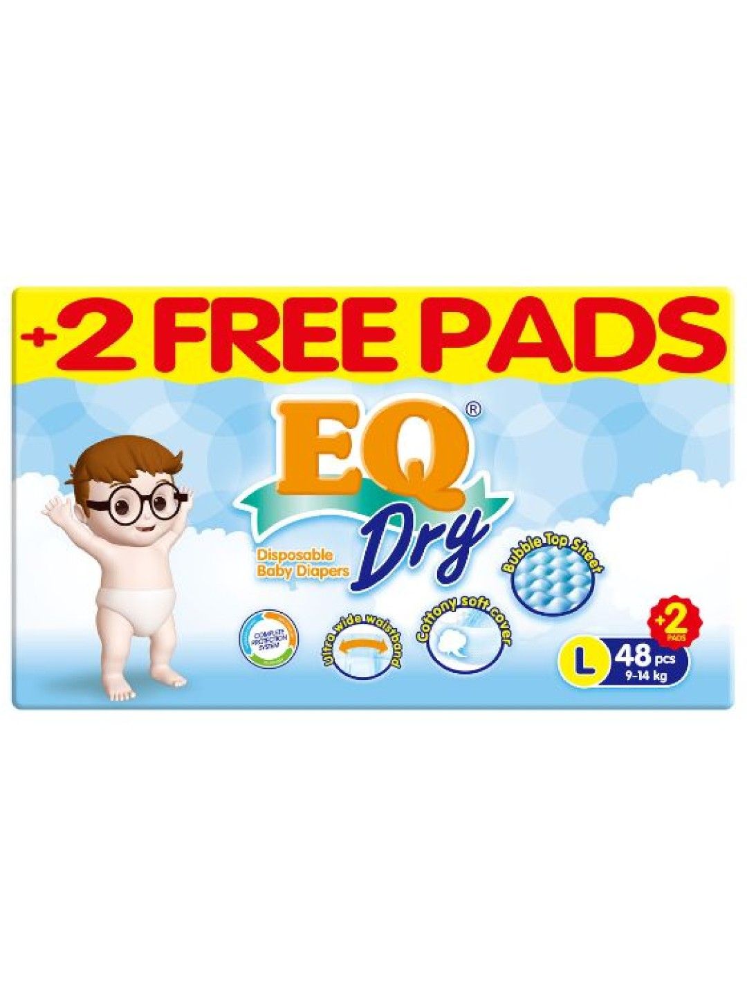 EQ Diapers and Wipes Dry Jumbo Pack Tape Diaper Large (48 pcs) (No Color- Image 2)