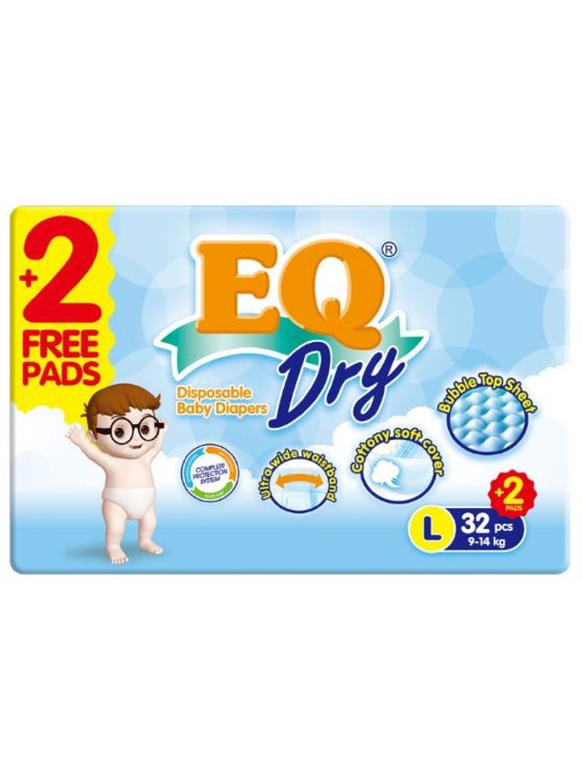 EQ Diapers and Wipes Dry Econo Pack Tape Diaper Large (32 pcs) edamama