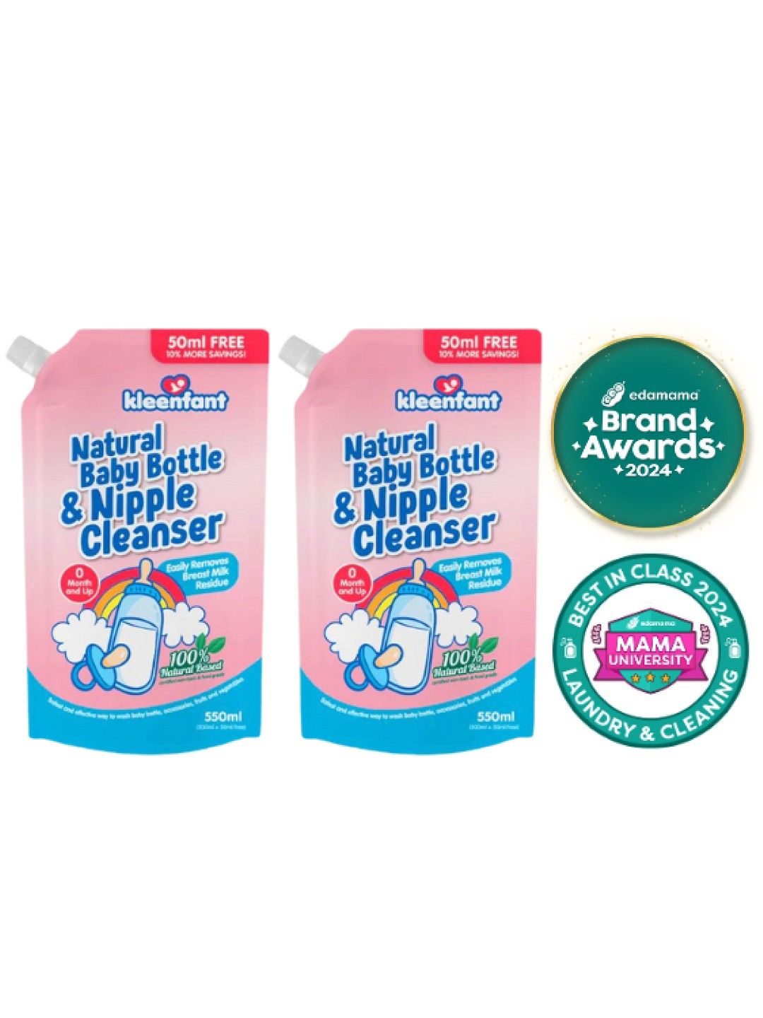 Kleenfant Natural Baby Bottle and Nipple Cleanser (550ml) Pack of 2