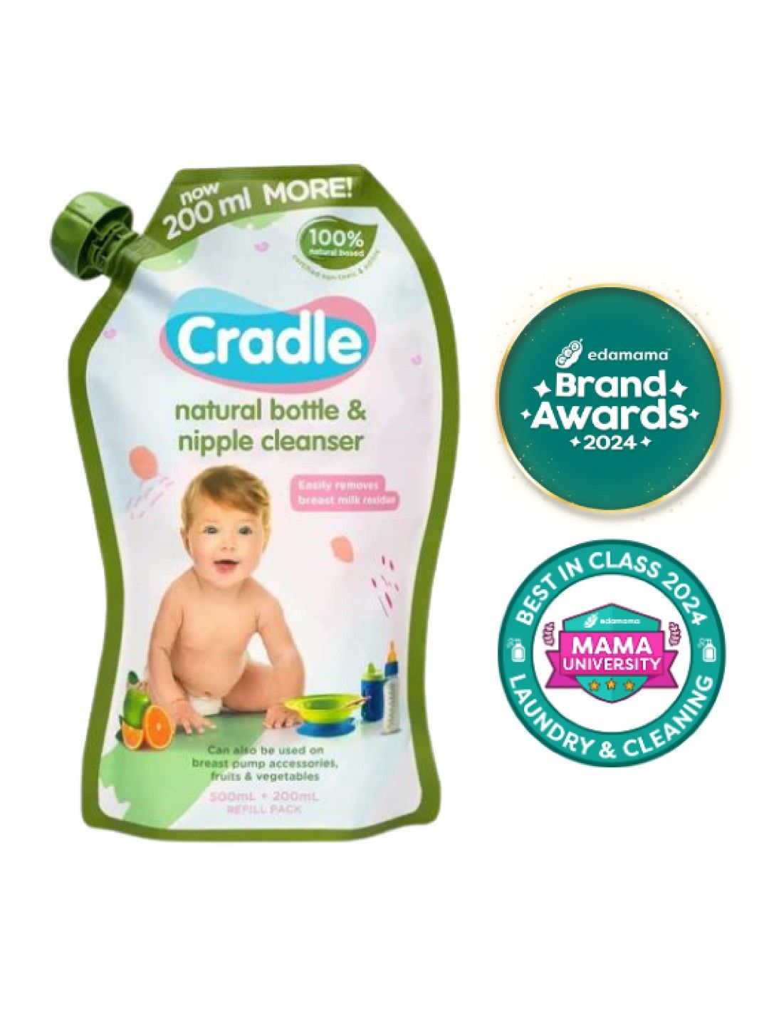 Cradle Bottle & Nipple Cleanser Bottle 700ML Refill (No Color- Image 1)