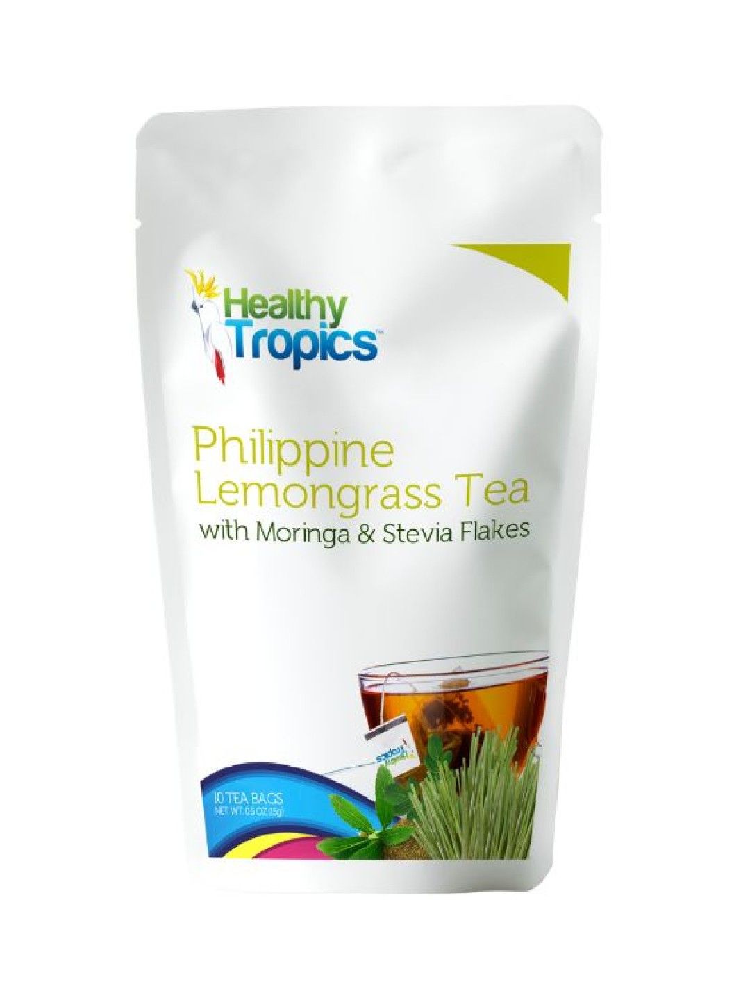 Healthy Tropics Philippine Lemongrass Leaf Tea with Moringa and Stevia Flakes (1.5g)