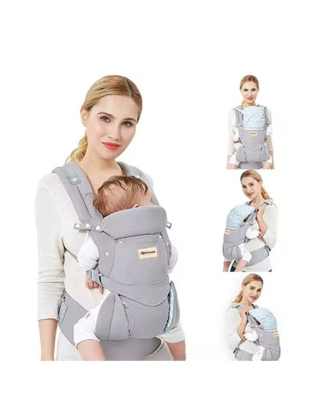 Mama Blends Ergonomic Soft Structed Baby Carrier (Light Gray- Image 3)