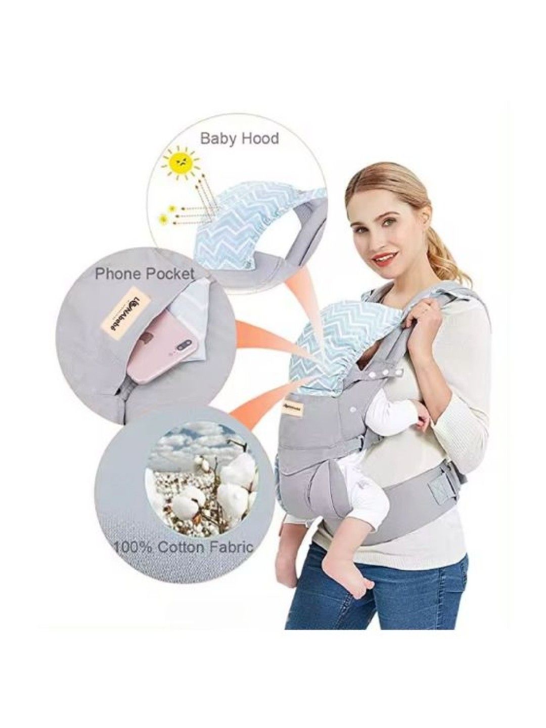 Mama Blends Ergonomic Soft Structed Baby Carrier (Light Gray- Image 4)