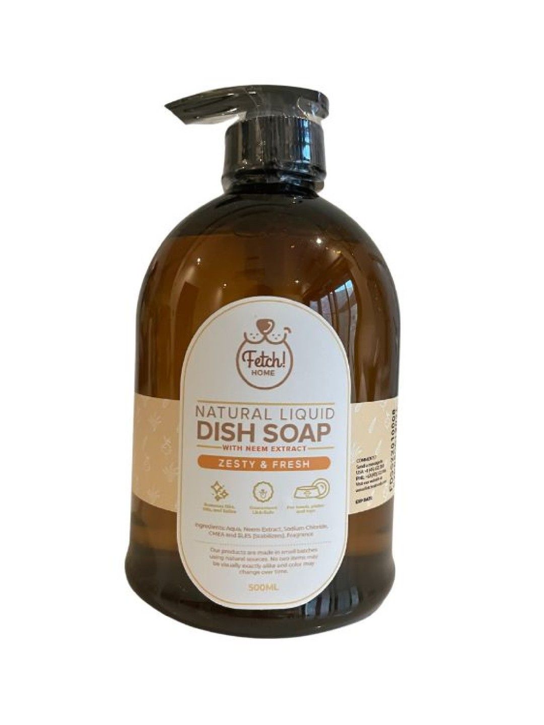 Fetch! Naturals Neem Natural Liquid Dish Soap Zesty & Fresh (500ml)