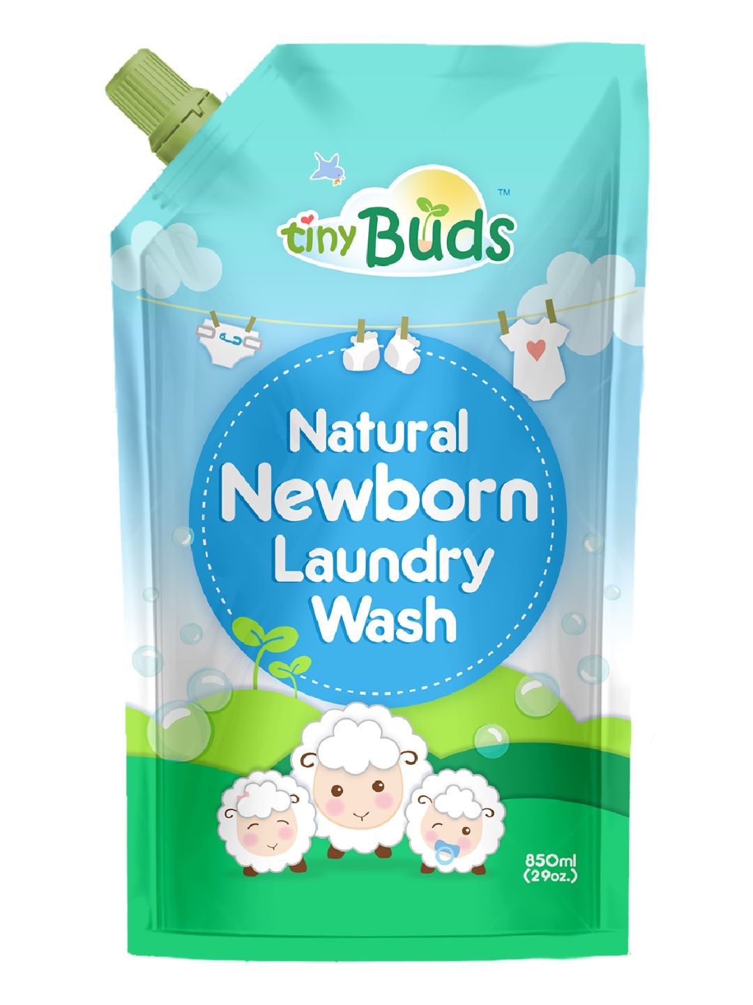 Tiny Buds Natural Newborn Liquid Laundry Wash for Babies Pouch (850ml)
