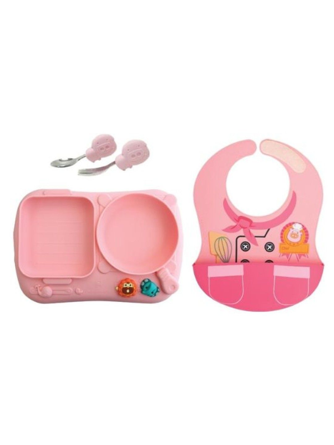 Marcus & Marcus Creativeplate Toddler Meal Time Set Little Chef (Pink- Image 1)