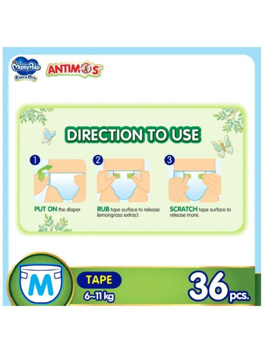 MamyPoko Extra Dry Protect Antimos Diaper Tape Medium (36 pcs) (No Color- Image 3)