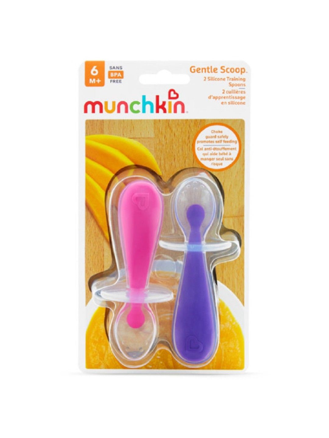 Munchkin Gentle Scoop Silicone Toddler Training Spoons (Pink/Purple- Image 1)