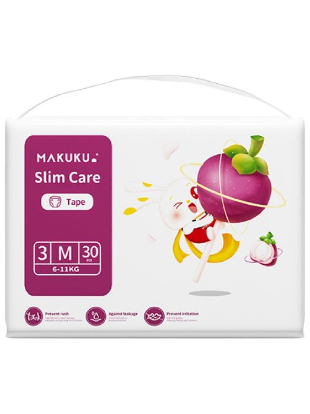 Makuku Diaper Overnight Anti-Rash Slim Care Diapers Tape, Medium 30s