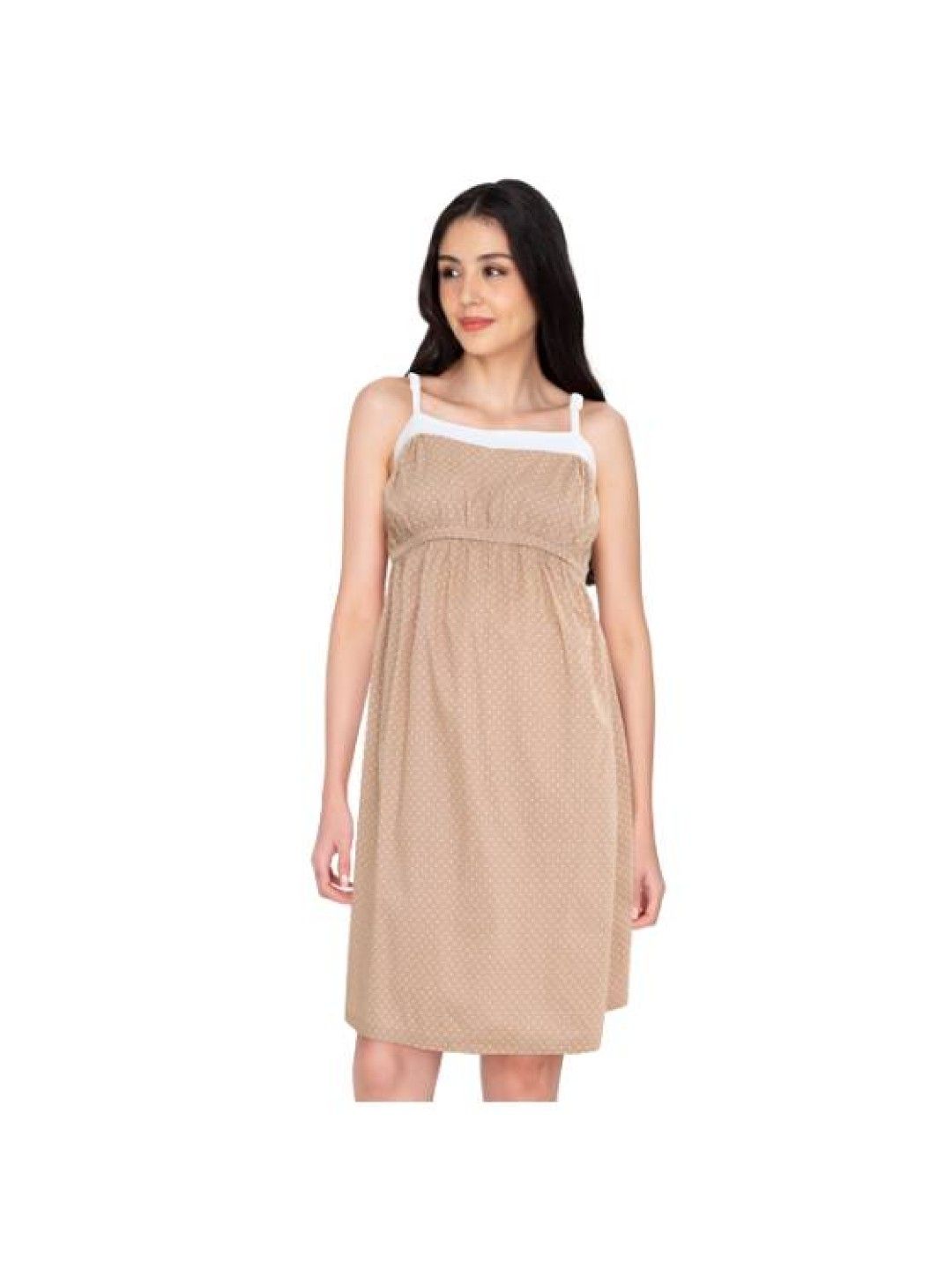 Mommy Plus Helen Maternity Dress (Beige- Image 1)