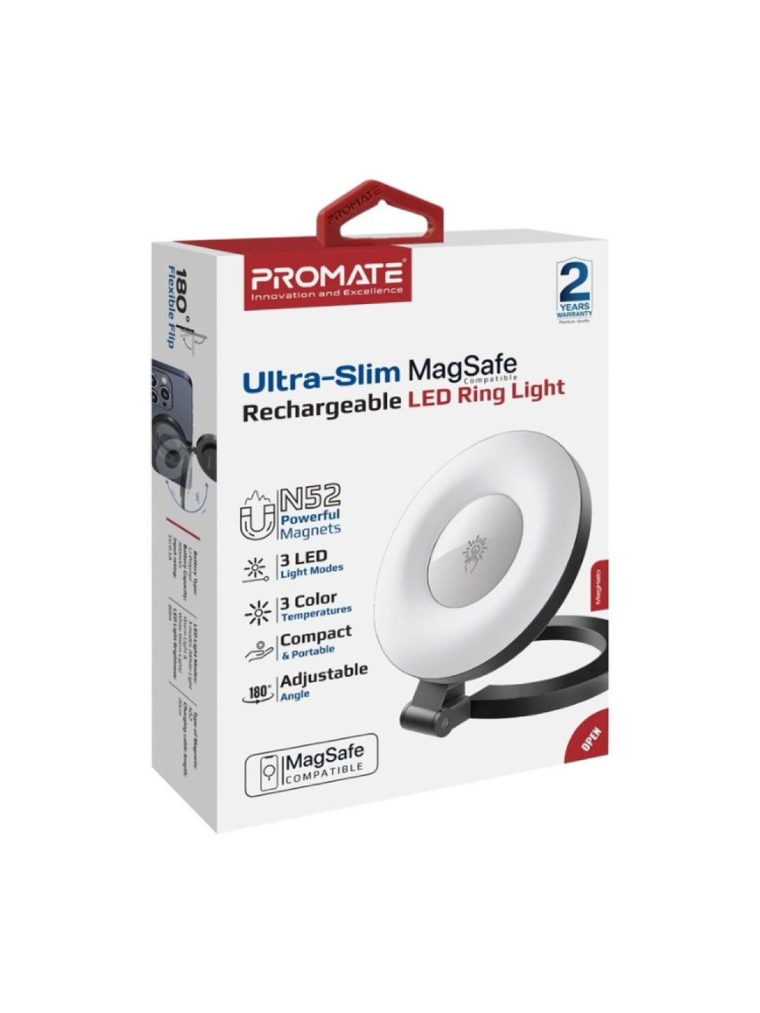 Promate MAGHALO Ultra Slim Magsafe Rechargeable LED Ring Light (No Color- Image 4)