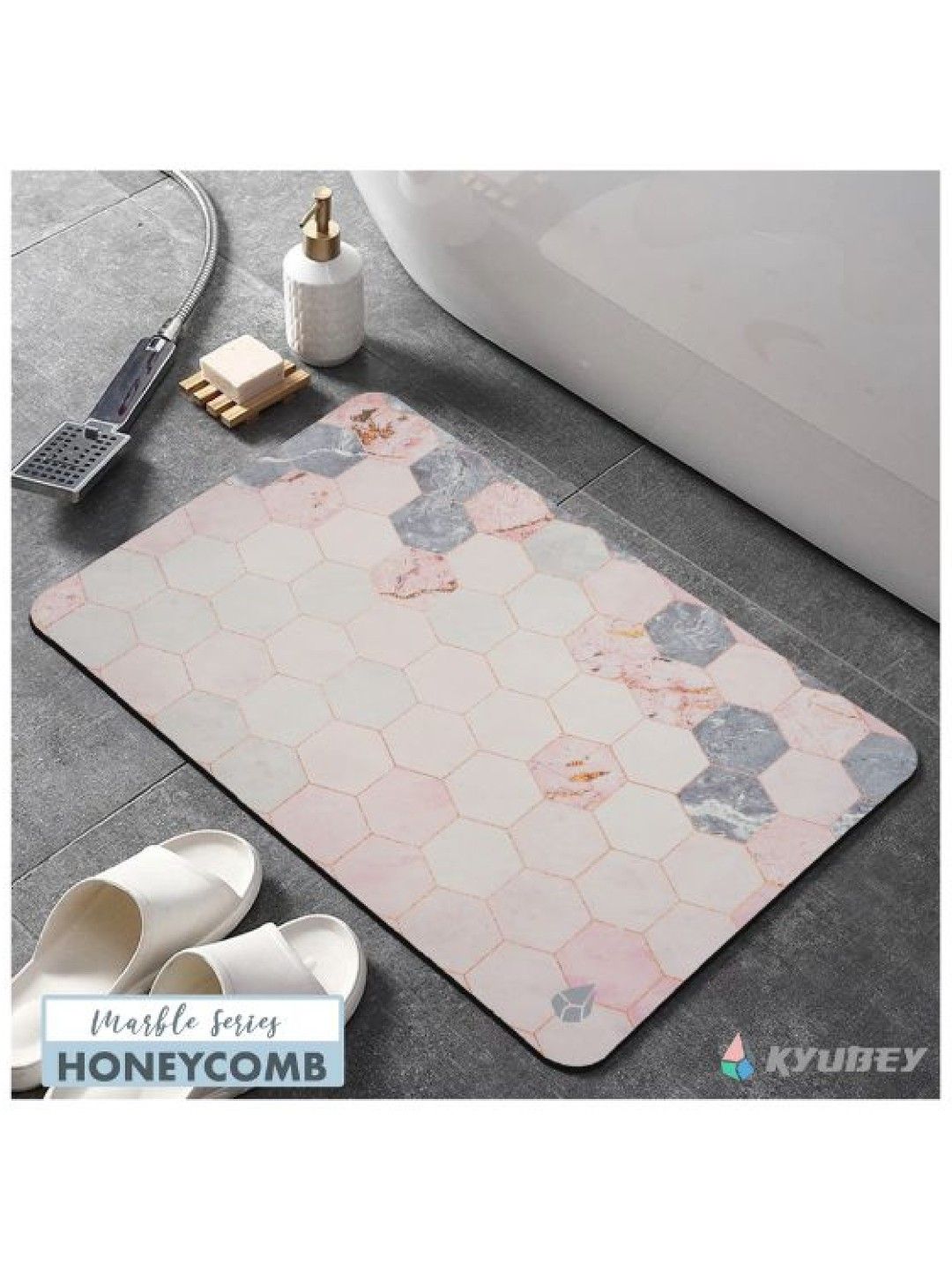 Kyubey InstaDry Soft Mat - Marble Series (Honeycomb- Image 2)